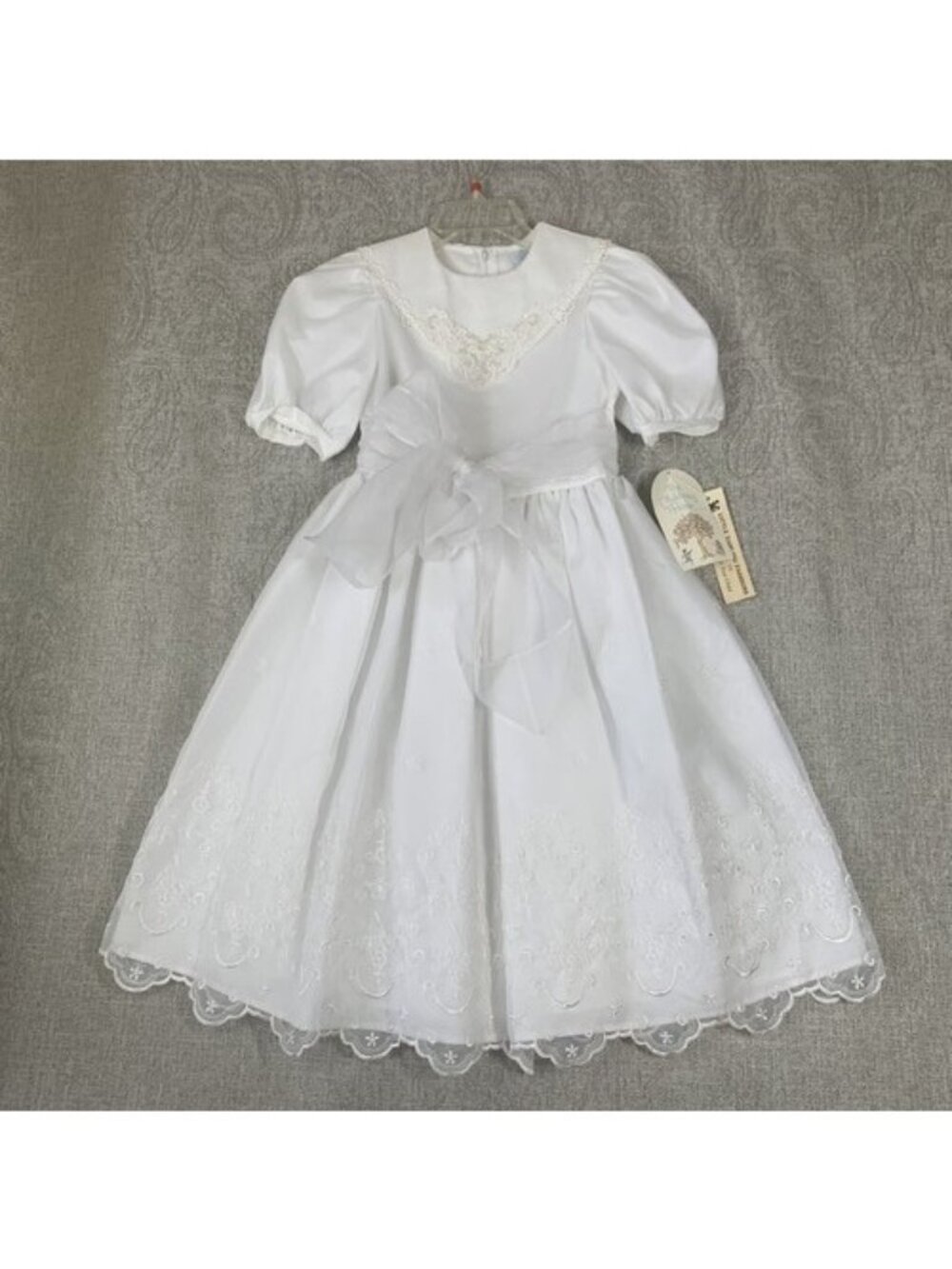 Vintage NWT Children's Hour White Dress Girls Sz 12 Sequin Pearls Lace Crinoline